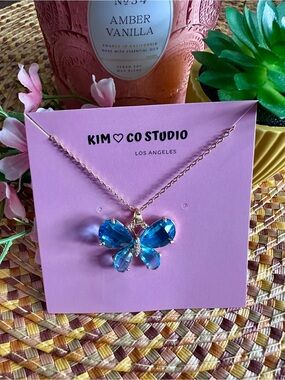 Blue Crystal Butterfly Necklace